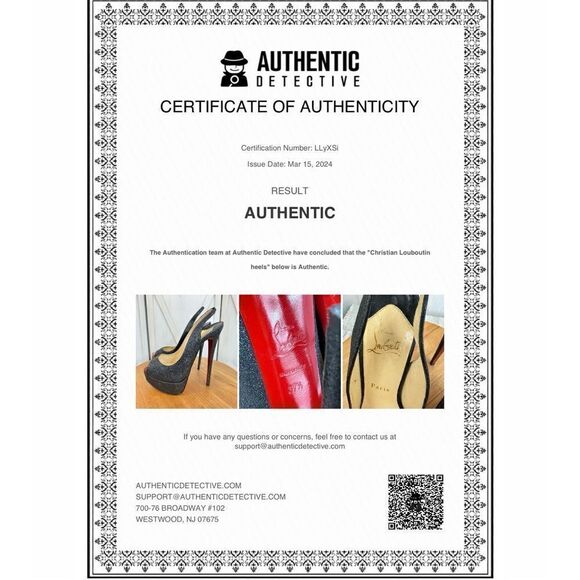 Christian Louboutin Lady Peep Glitter Platform Slingback Pumps Black Red 37.5 - Picture 16 of 16